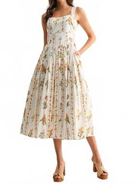 NEW CAMELLIA jess floral midi dress in white